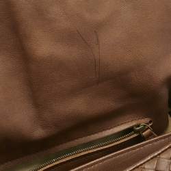 Pre Owned Bottega Veneta Brown Intrecciato Leather Flap Bowler Bag
