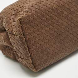 Pre Owned Bottega Veneta Brown Intrecciato Leather Flap Bowler Bag