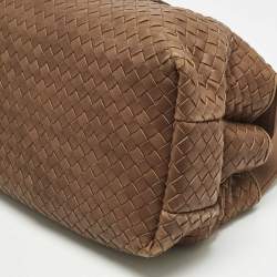 Pre Owned Bottega Veneta Brown Intrecciato Leather Flap Bowler Bag