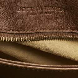 Pre Owned Bottega Veneta Brown Intrecciato Leather Flap Bowler Bag