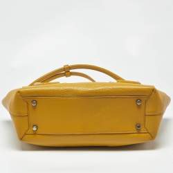 Pre Owned Bottega Veneta Mustard Yellow Leather Maxi Intrecciato Arco 33 Bag