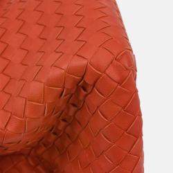 Pre Owned Bottega Veneta Intrecciato Vermilion Red Leather Tote Bag