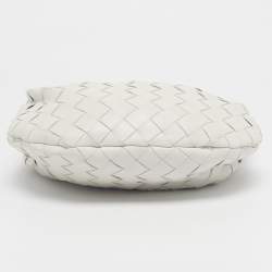 Pre Owned Bottega Veneta White Intrecciato Leather Mini Jodie Bag