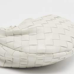 Pre Owned Bottega Veneta White Intrecciato Leather Mini Jodie Bag