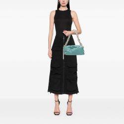 Pre Owned Bottega Veneta Blue Lambskin Chain Pouch