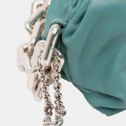 Pre Owned Bottega Veneta Blue Lambskin Chain Pouch