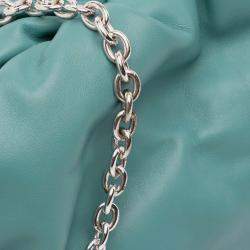 Pre Owned Bottega Veneta Blue Lambskin Chain Pouch