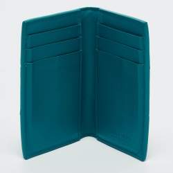 Pre Owned Bottega Veneta Green Leather Cassette Bifold Card Holder