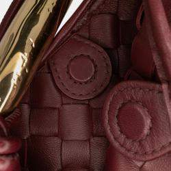 Pre Owned Bottega Veneta Red Baby Lambskin Intrecciato Sardine