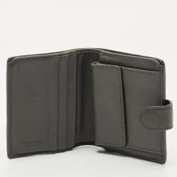 Pre Owned Bottega Veneta Grey Intrecciato Leather Flap French Wallet