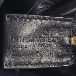 Pre Owned Bottega Veneta Dark Blue Intrecciato Leather Mini Loop Camera Crossbody Bag