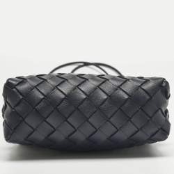 Pre Owned Bottega Veneta Dark Blue Intrecciato Leather Mini Loop Camera Crossbody Bag