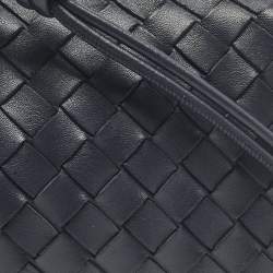 Pre Owned Bottega Veneta Dark Blue Intrecciato Leather Mini Loop Camera Crossbody Bag