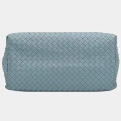 Pre Owned Bottega Veneta Blue Small Nappa Intrecciato Roma Satchel