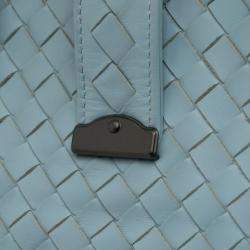 Pre Owned Bottega Veneta Blue Small Nappa Intrecciato Roma Satchel