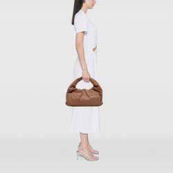 Pre Owned Bottega Veneta Brown Lambskin The Shoulder Pouch