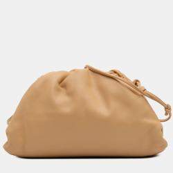 Pre Owned Bottega Veneta Brown Lambskin The Mini Pouch Crossbody