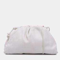 Pre Owned Bottega Veneta White Lambskin The Mini Pouch Crossbody