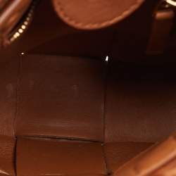 Pre Owned Bottega Veneta Brown Intreccio Leather Mini Cassette Tote