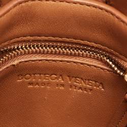 Pre Owned Bottega Veneta Brown Intreccio Leather Mini Cassette Tote