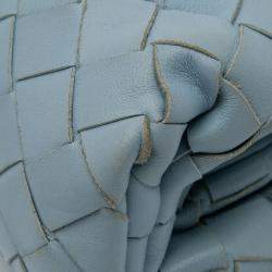 Pre Owned Bottega Veneta Blue Nappa Intrecciato The Mini Pouch Crossbody