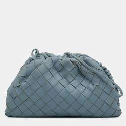 Pre Owned Bottega Veneta Blue Nappa Intrecciato The Mini Pouch Crossbody