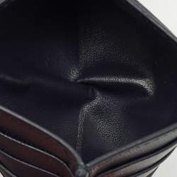 Pre Owned Bottega Veneta Navy Blue Intrecciato Leather Card Holder