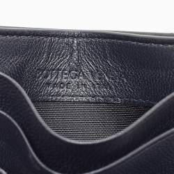 Pre Owned Bottega Veneta Navy Blue Intrecciato Leather Card Holder