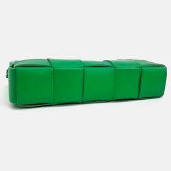 Pre Owned Bottega Veneta Green Leather Cassette Shoulder Bag