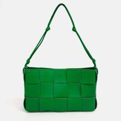 Pre Owned Bottega Veneta Green Leather Cassette Shoulder Bag