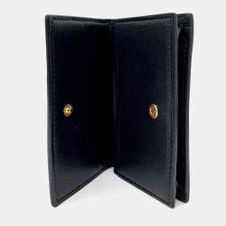 Pre Owned Bottega Veneta Black Leather Mesh Business Card Case