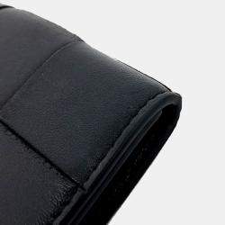 Pre Owned Bottega Veneta Black Leather Mesh Business Card Case