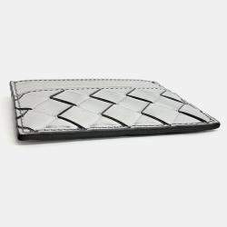 Pre Owned Bottega Veneta Silver Patent Card Holder