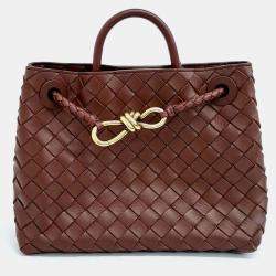 Pre Owned Bottega Veneta Brown Leather Andiamo Small