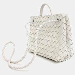 Pre Owned Bottega Veneta White Leather Andiamo Small