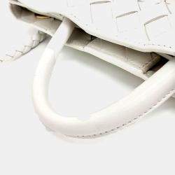 Pre Owned Bottega Veneta White Leather Andiamo Small