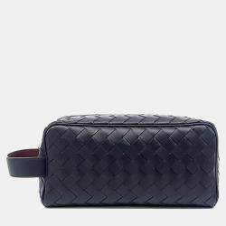Pre Owned Bottega Veneta Black Leather Travel Pouch