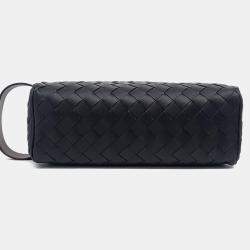 Pre Owned Bottega Veneta Black Leather Travel Pouch
