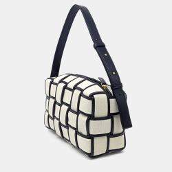 Pre Owned Bottega Veneta Black White Leather Brick Cassette Bag