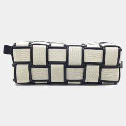 Pre Owned Bottega Veneta Black White Leather Brick Cassette Bag