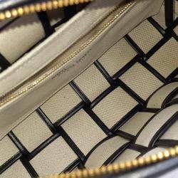 Pre Owned Bottega Veneta Black White Leather Brick Cassette Bag