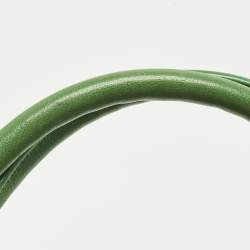 Pre Owned Bottega Veneta Green Intrecciato Leather Frame Satchel