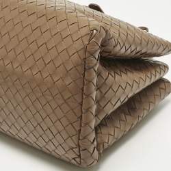 Pre Owned Bottega Veneta Brown Intrecciato Leather Small Roma Tote