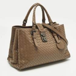 Pre Owned Bottega Veneta Brown Intrecciato Leather Small Roma Tote