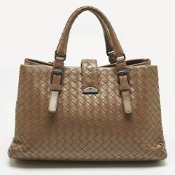 Pre Owned Bottega Veneta Brown Intrecciato Leather Small Roma Tote