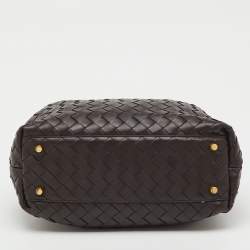 Pre Owned Bottega Veneta Dark Brown Intrecciato Leather Medium Bauletto Bag