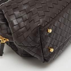 Pre Owned Bottega Veneta Dark Brown Intrecciato Leather Medium Bauletto Bag