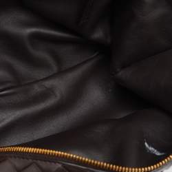 Pre Owned Bottega Veneta Dark Brown Intrecciato Leather Medium Bauletto Bag