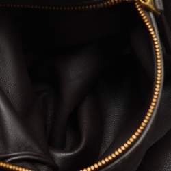 Pre Owned Bottega Veneta Dark Brown Intrecciato Leather Medium Bauletto Bag