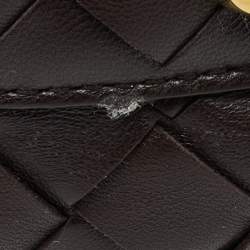 Pre Owned Bottega Veneta Dark Brown Intrecciato Leather Medium Bauletto Bag